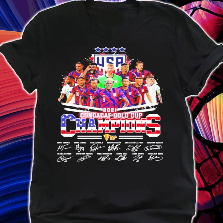USA 2021 Concacaf Gold Cup Champions signatures shirt shirt