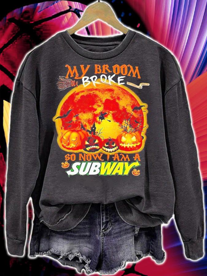 My broom broke so now I am a subway Halloween T-shirt