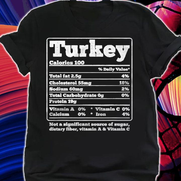 Turkey Facts Ingredients Funny Foodies Thanksgiving Shirt