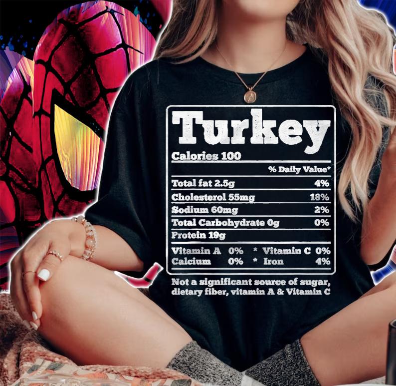 Turkey Facts Ingredients Funny Foodies Thanksgiving Shirt