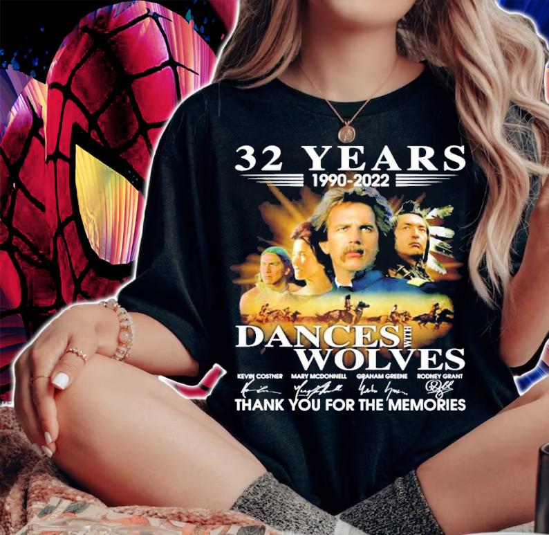 32 years 1990-2022 Dances with Wolves signatures shirt woman shirt