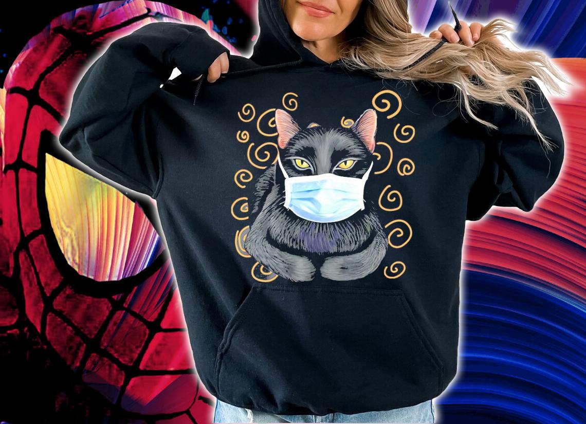 Black Cat face mask shirt