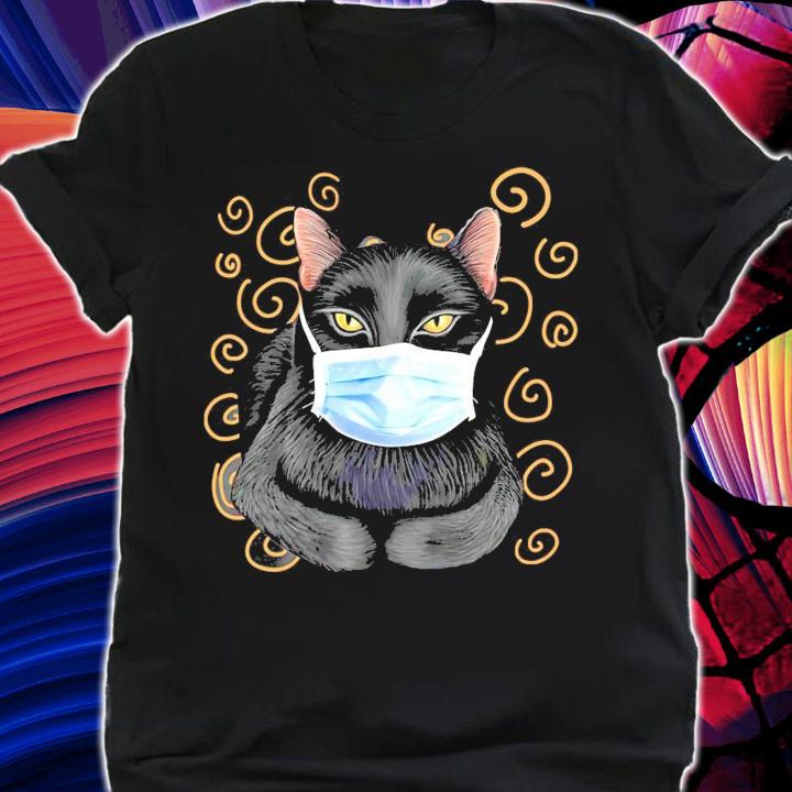 Black Cat face mask shirt