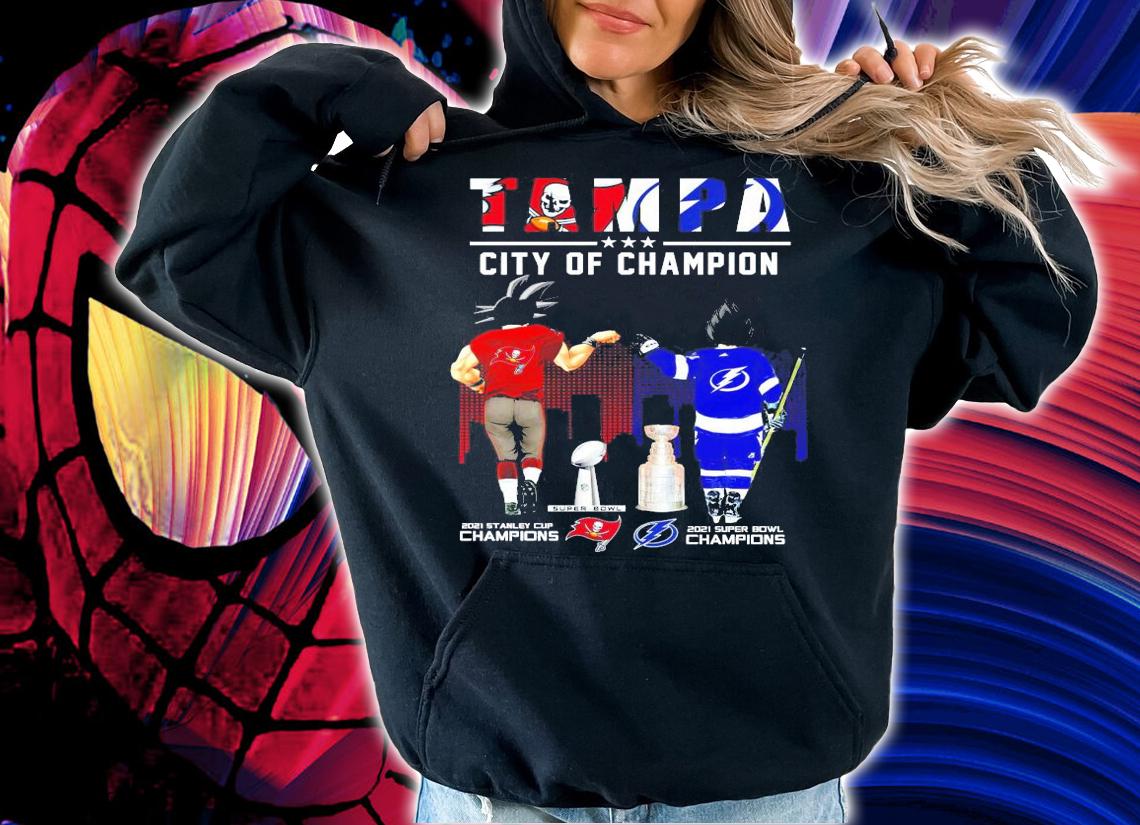 Goku Tampa Bay Buccaneers And Vegeta Tampa Bay Lightning Tampa Bay City Of Champions Shirt hoodie