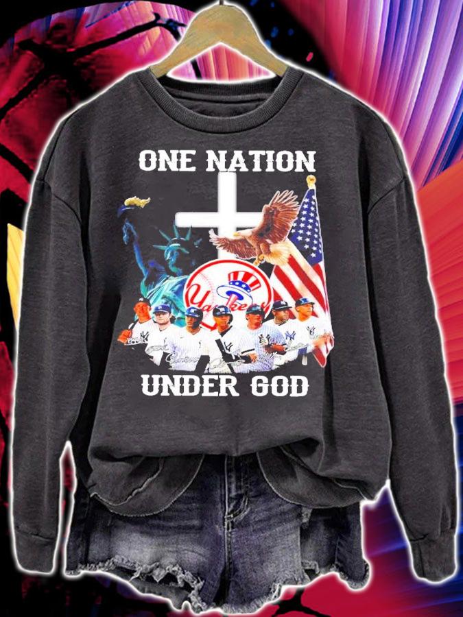 One nation under god New York Yankees signatures shirt sweatshirt