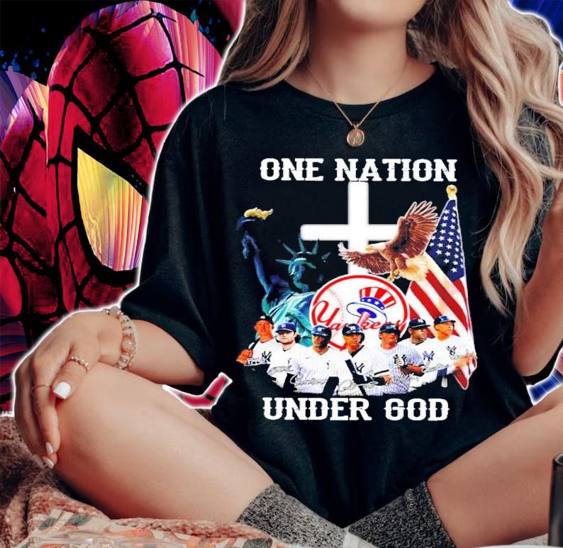 One nation under god New York Yankees signatures shirt woman shirt