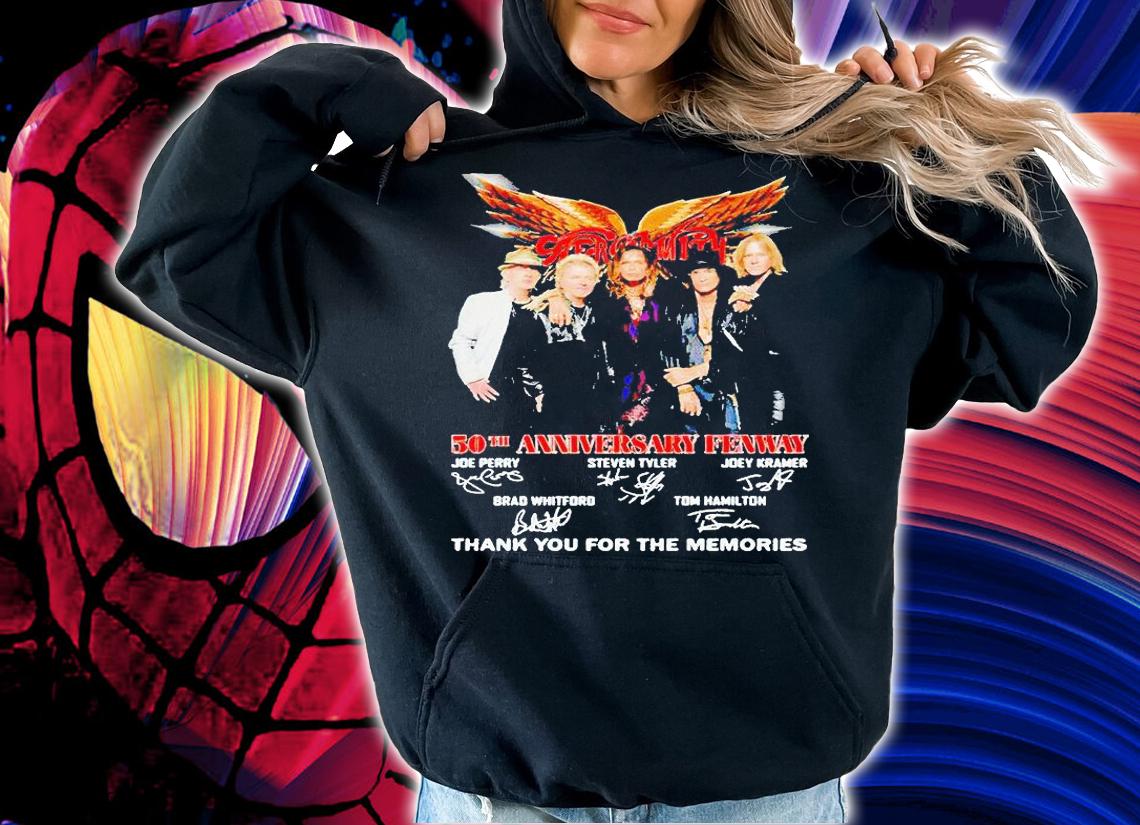 Aerosmith 50th anniversary Fenway thank You for the memories signatures T-shirt