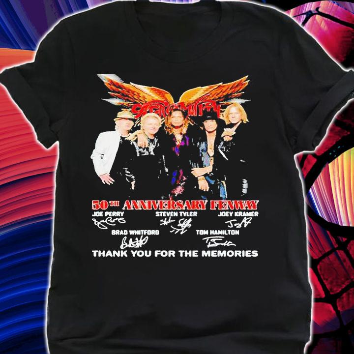 Aerosmith 50th anniversary Fenway thank You for the memories signatures T-shirt