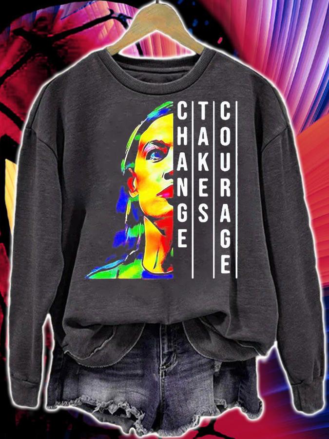 Alexandria Ocasio Cortez change takes courage T-shirt sweatshirt