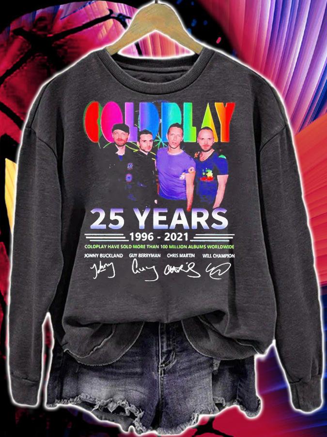 Coldplay Band 25 years 1996-2021 thank You for the memories signatures T-shirt