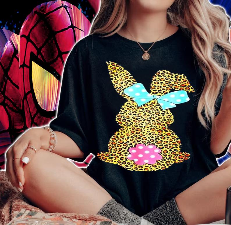 Happy Easter Leopard Bunny Rabbit Graphic shirt