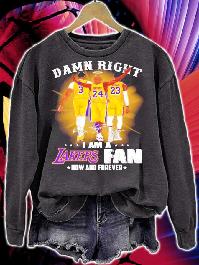 Los Angeles Lakers damn right I am a Lakers fan now and forever signature shirt sweatshirt
