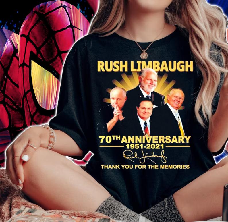 Rush Limbaugh 70th anniversary 1951-2021 thank you for the memories shirt woman shirt