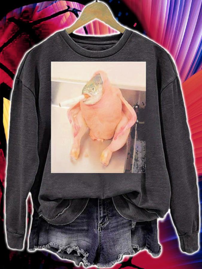 Fish Chicken Smoking a Cigarette Meme shirt sweatshirt