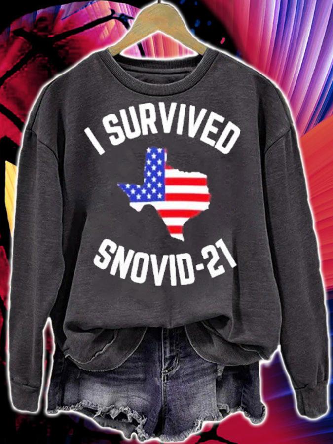 I survived Snovid 21 Texas Strong American flag shirt