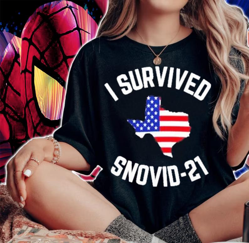 I survived Snovid 21 Texas Strong American flag shirt