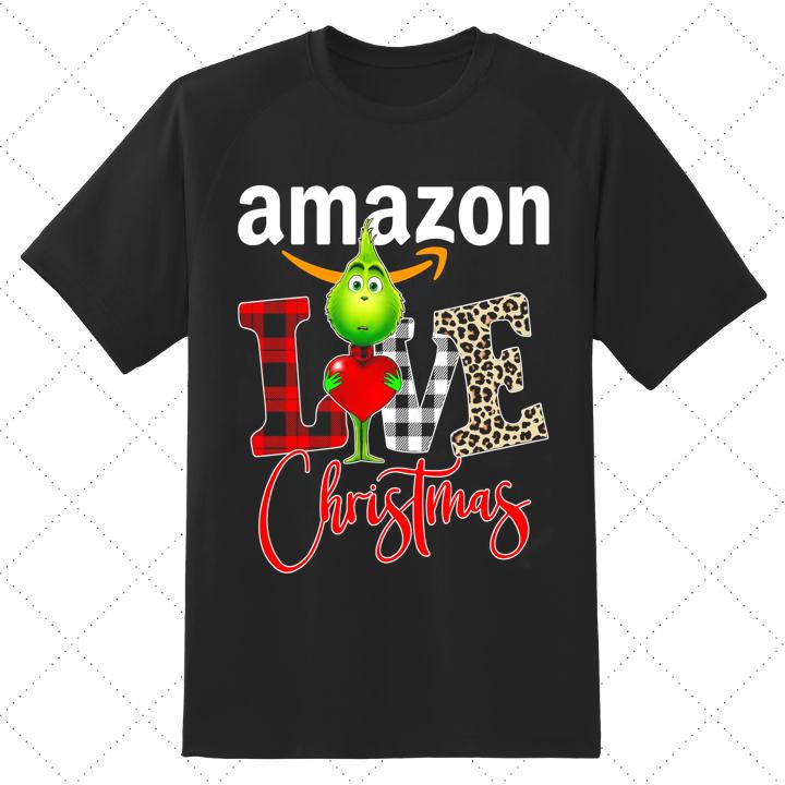 Love Amazon Grinch Christmas Leopard T-Shirt