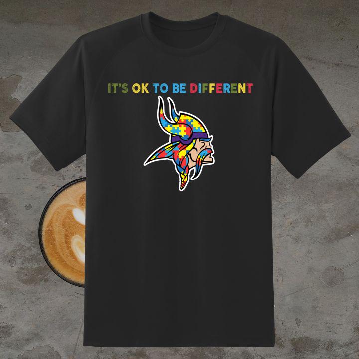 Nice Minnesota Vikings Autism Puzzle Piece Its Ok To Be Different Shirt