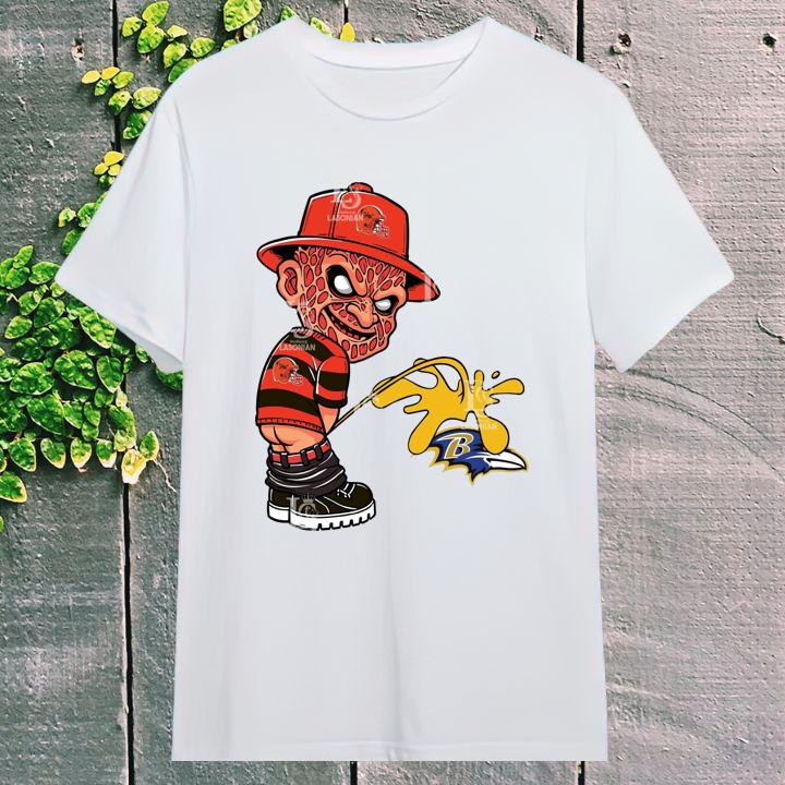Cleveland Browns Freddy Krueger Pissing On Baltimore Ravens Shirt