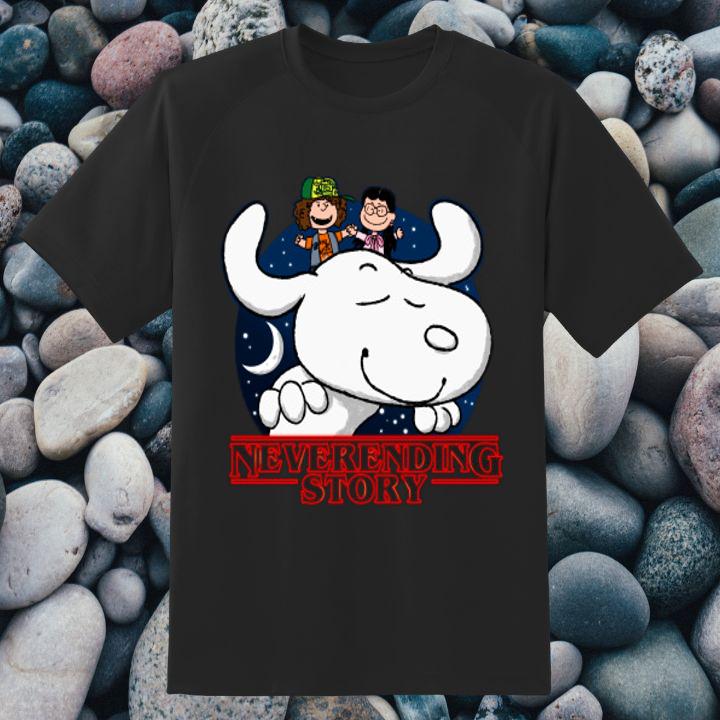 Official Neverending Story Dustin And Suzie Stranger Things Snoopy Peanuts Shirt