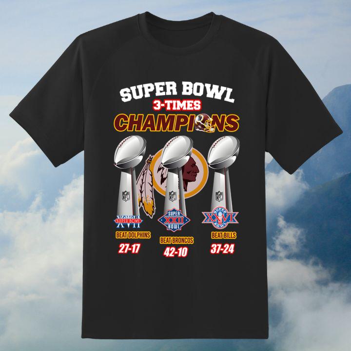 Super Bowl 3-Times Champions Washington Redskins Shirt