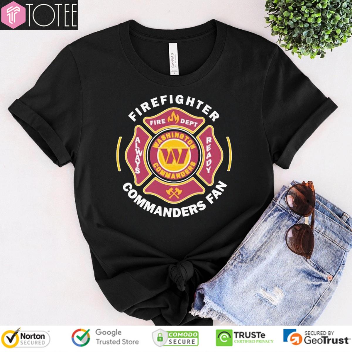 Fire Dept Washington Commanders Logo Football Firefighter T-Shirt