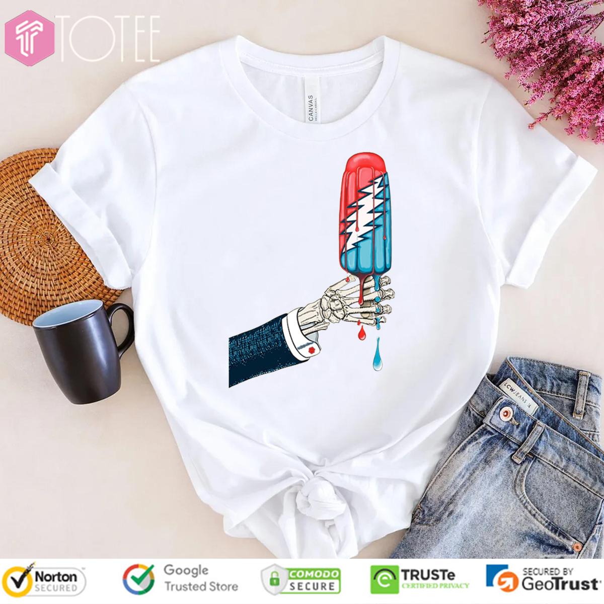 Skeleton Hand Holding Grateful Dead Ice Cream T-Shirt