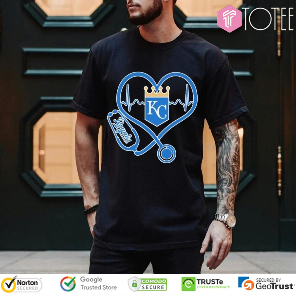 Stethoscope Kansas City Royals Heart Nurse T-Shirt