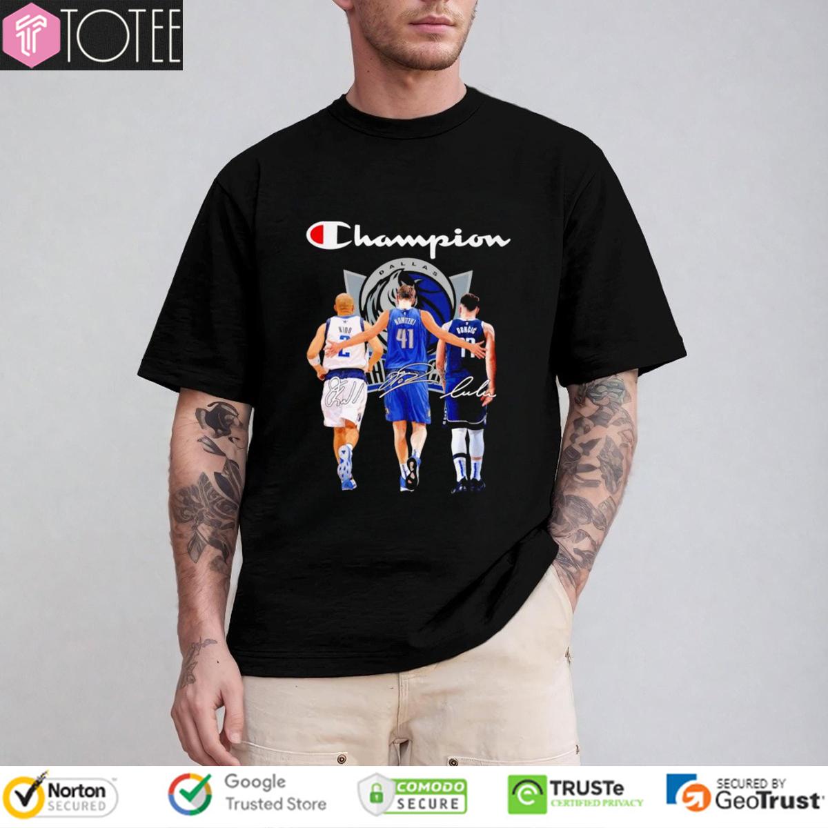 Dallas Mavericks Luka Doncic Parody Champion Logo Signature t-shirt