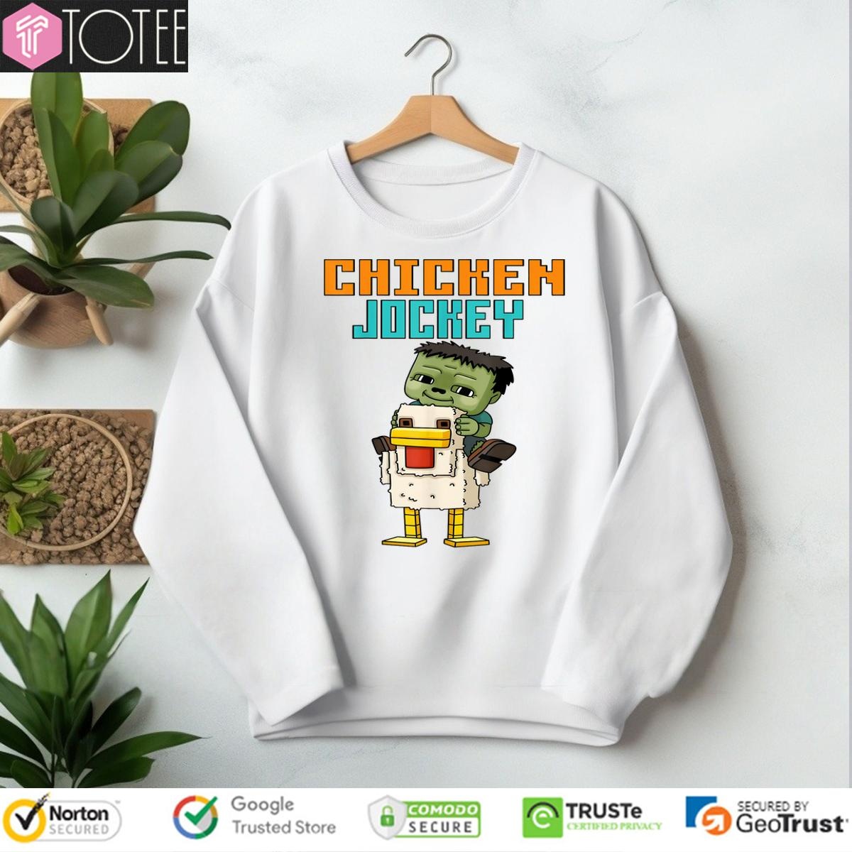 Pixel Art Gamer Chicken Jockey Zombie Cartoon Sweatshirt