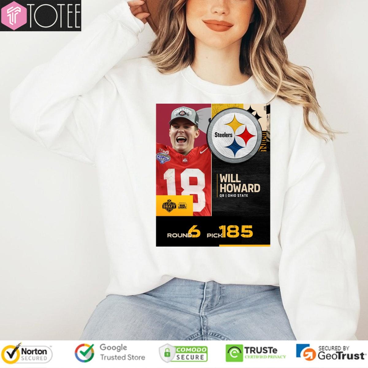 Will Howard Pittsburgh Steelers 2025 Nfl Draft Poster Sweatshirt
