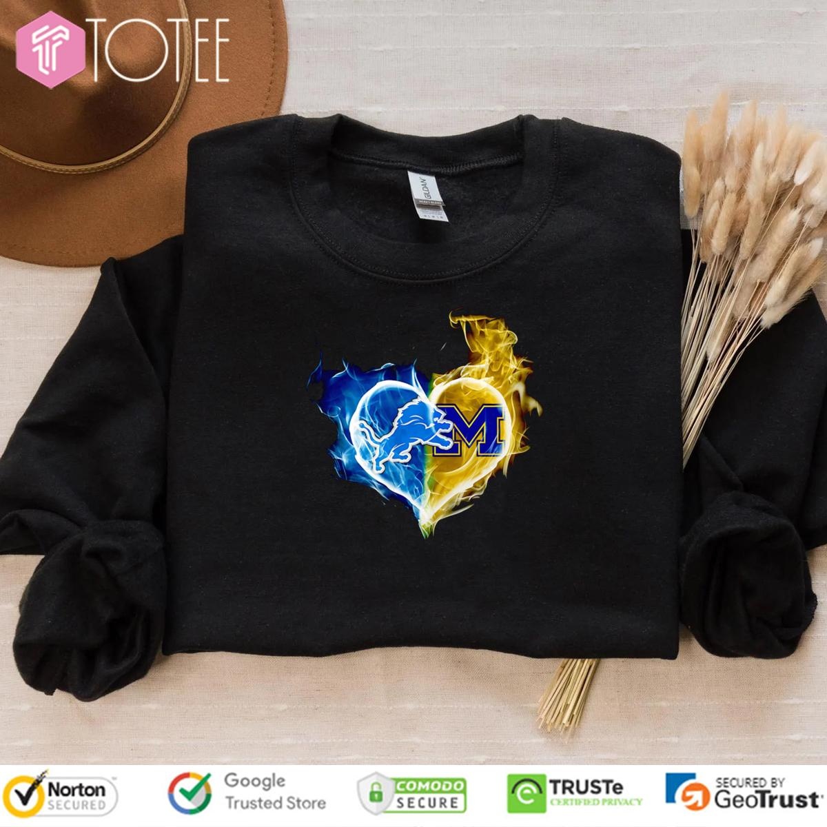 Smoke Heart Detroit Lions Michigan Wolverines Sweatshirt