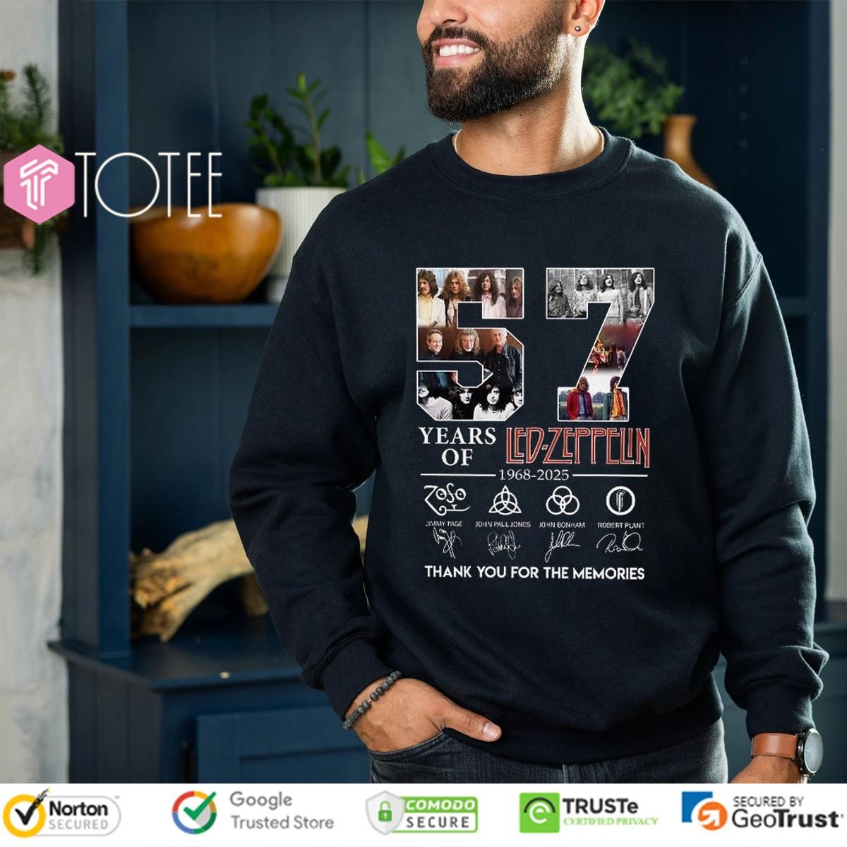 57 Years Of Led Zeppelin 1968-2025 Signatures Sweatshirt