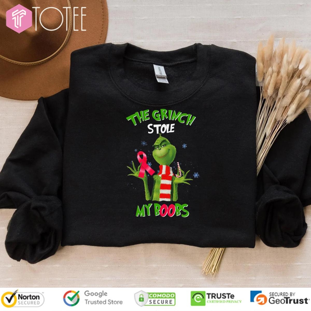 The Grinch Stole My Boobs Breast Cancer Sweatshirt