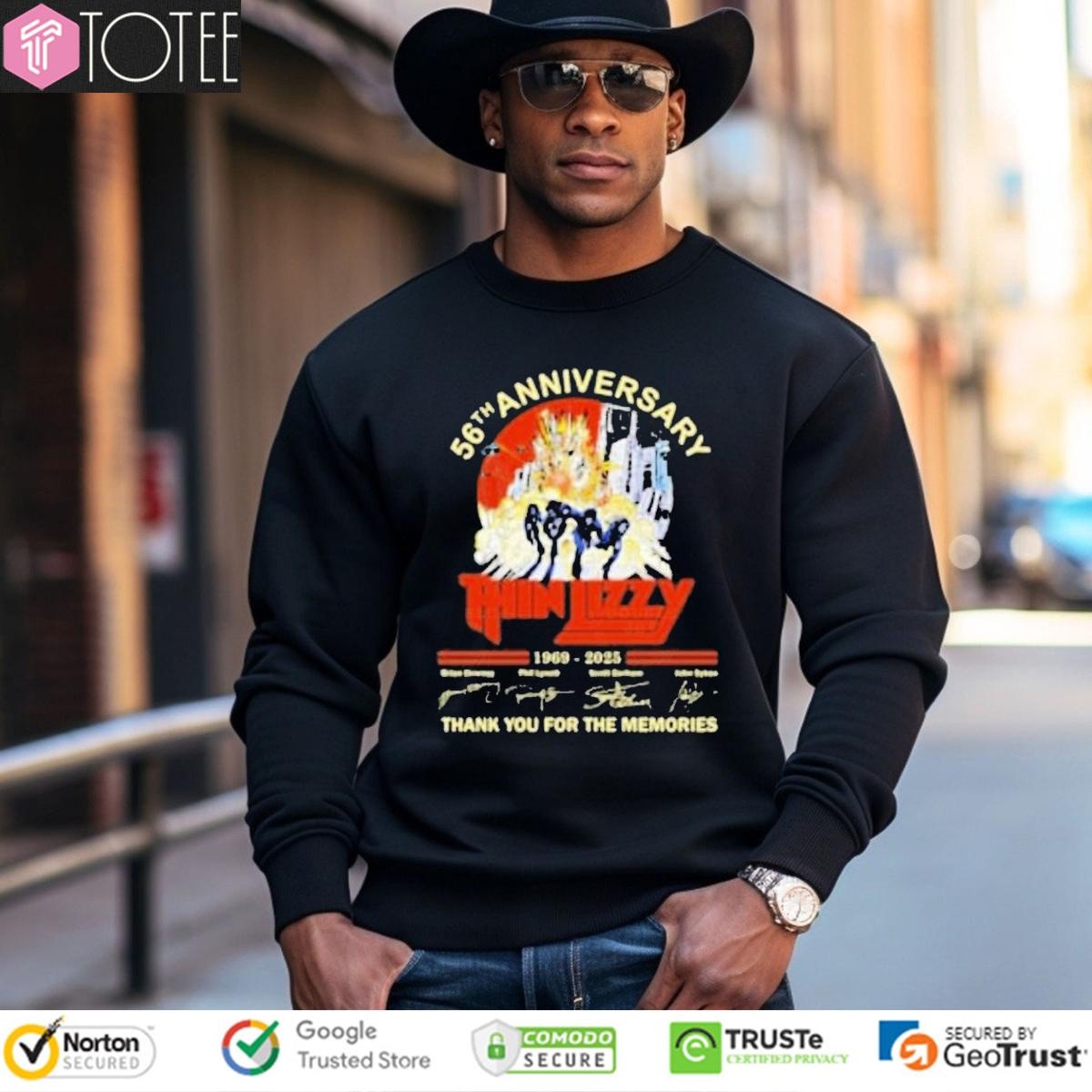 Thin Lizzy 56Th Anniversary 1969-2025 Rock Band Signatures Sweatshirt