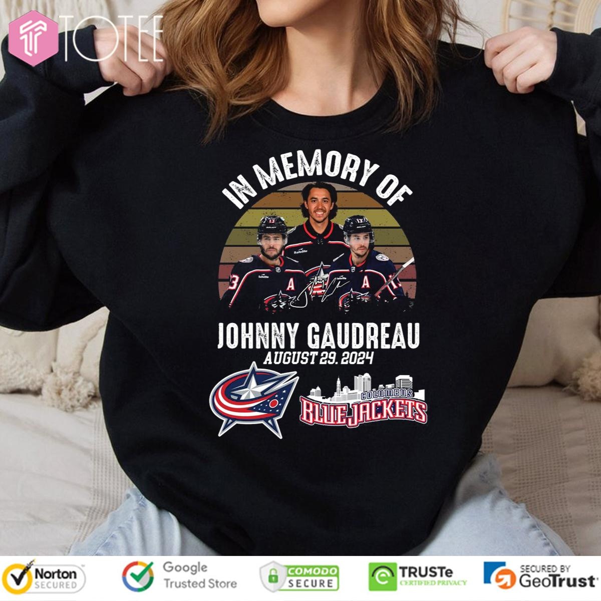 In Memory Of Johnny Gaudreau Blue Jackets Hockey Signature Vintage Sweatshirt