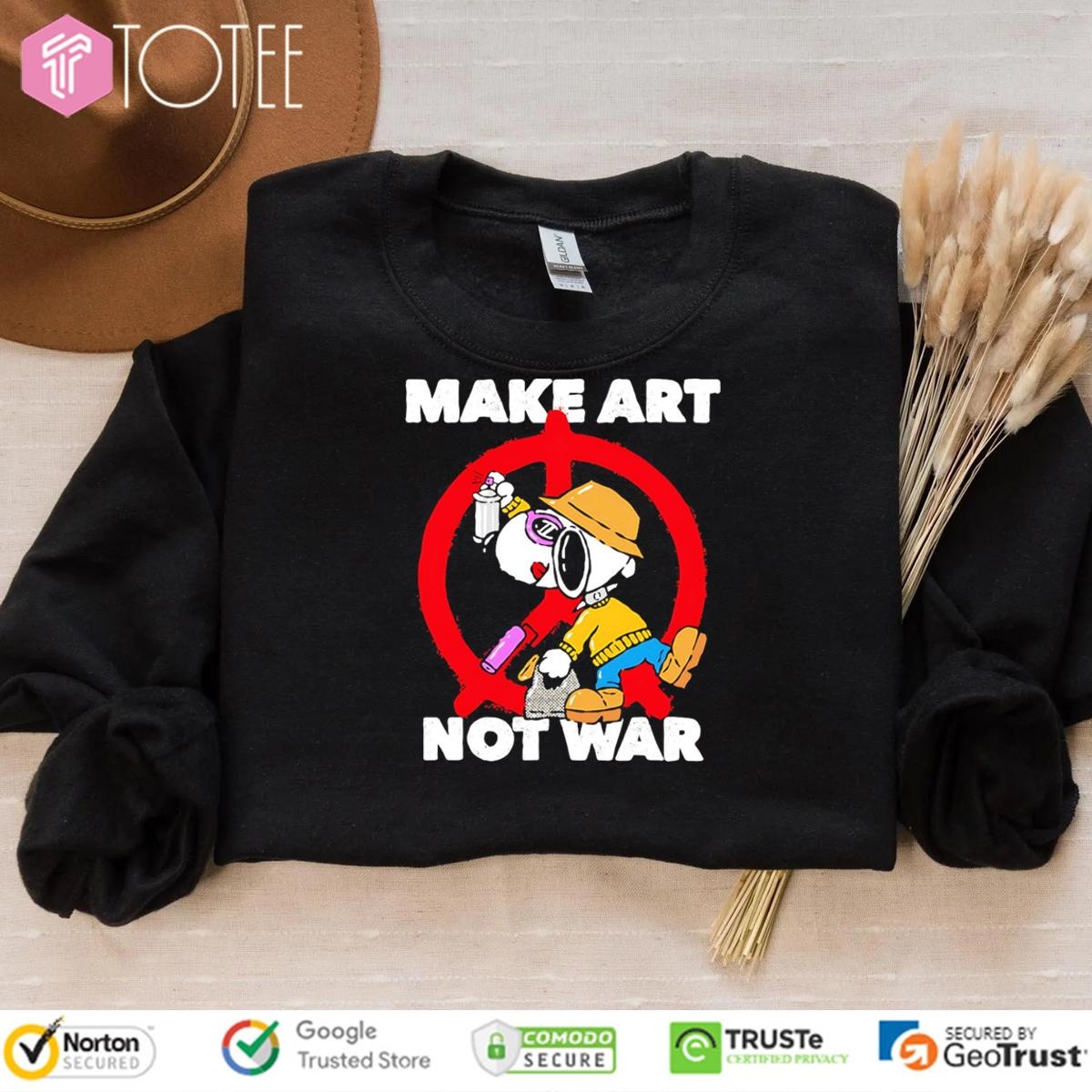 Snoopy Make Art Not War Peace Sign Sweatshirt