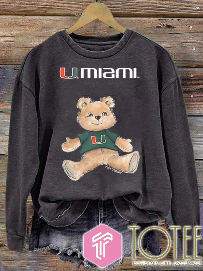 Tiny Turnip Teddy Bear X Miami Hurricanes Sweatshirt